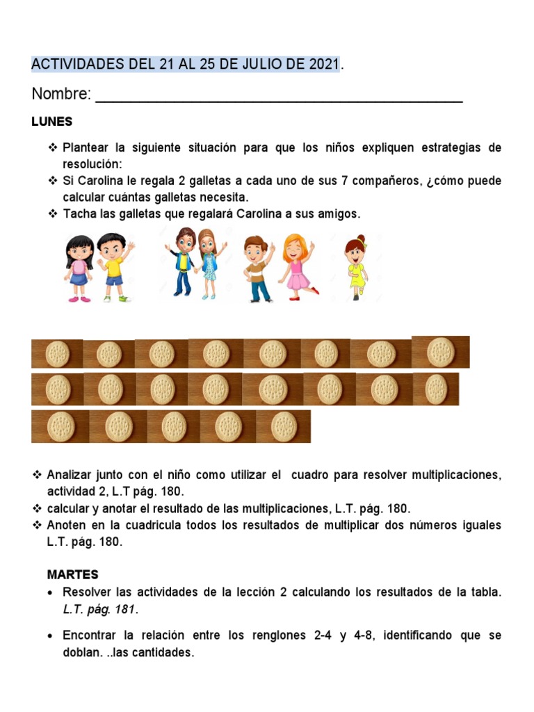ACTIVIDADES DEL 21 AL 25 DE JUNIO 20 .21 Karla | PDF | Alimentos