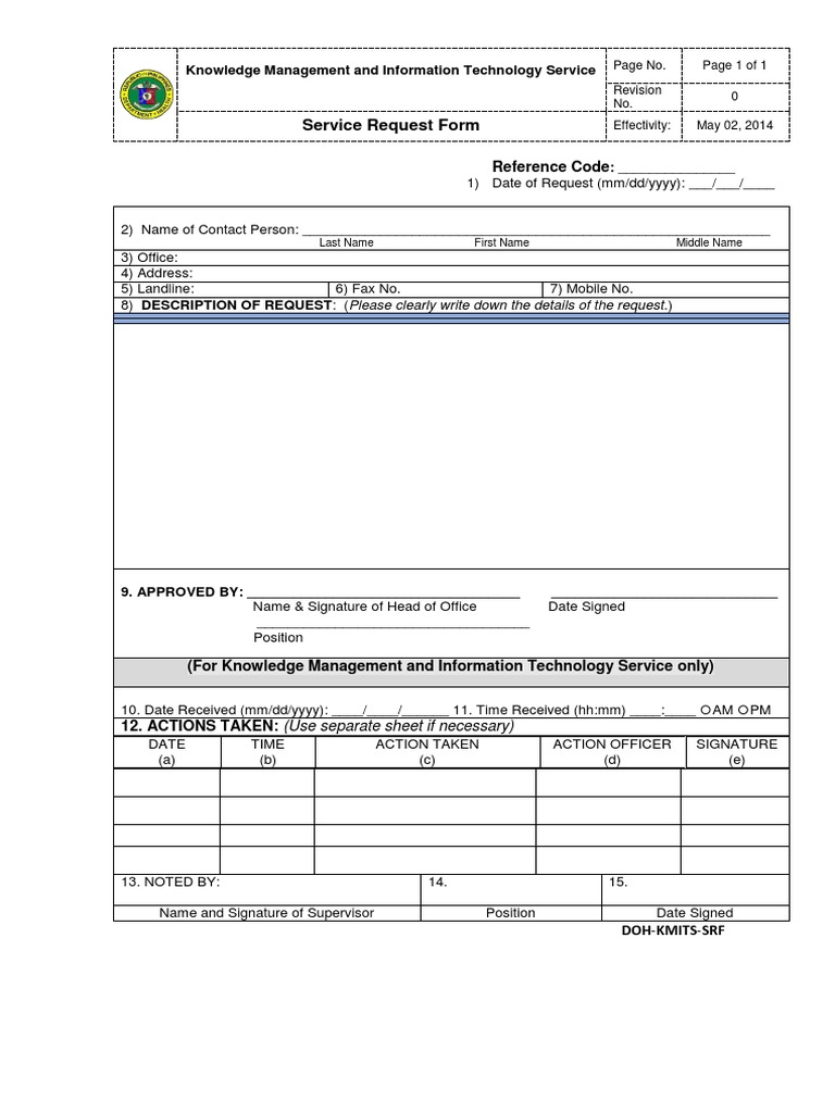 Service Request Form | PDF