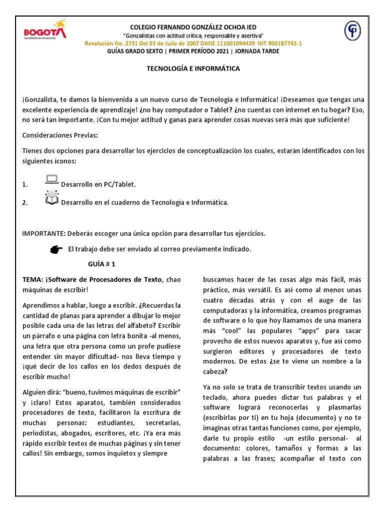 Guía de Microsoft Word para Sexto Grado | PDF | Microsoft Excel ...