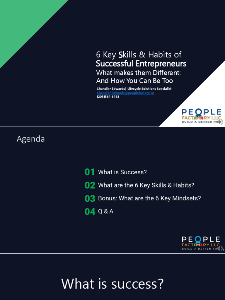 6 Skills & Habits for Entrepreneurial Success | PDF | Business | Self ...