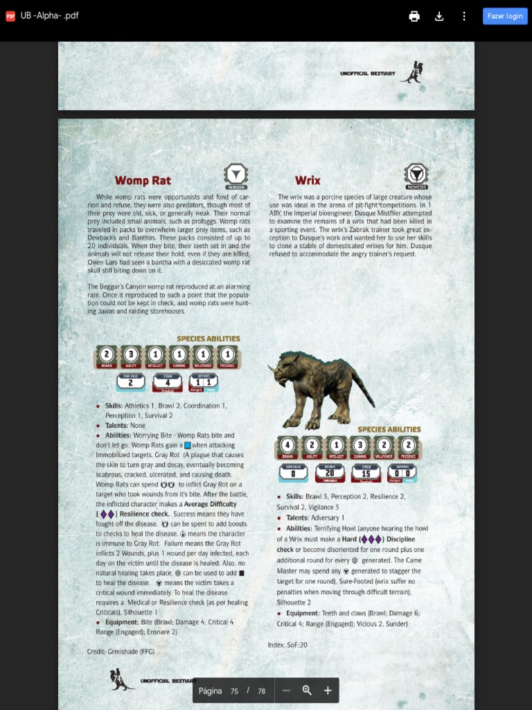 Womp Rat and Wrix Species Overview | PDF | Nature | Wellness