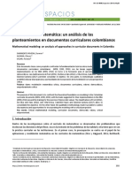 La Modelación Matemática: Un Análisis de Los Planteamientos en Documentos Curriculares Colombianos