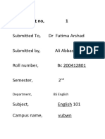 Assignment No, 1: Submitted To, DR Fatima Arshad