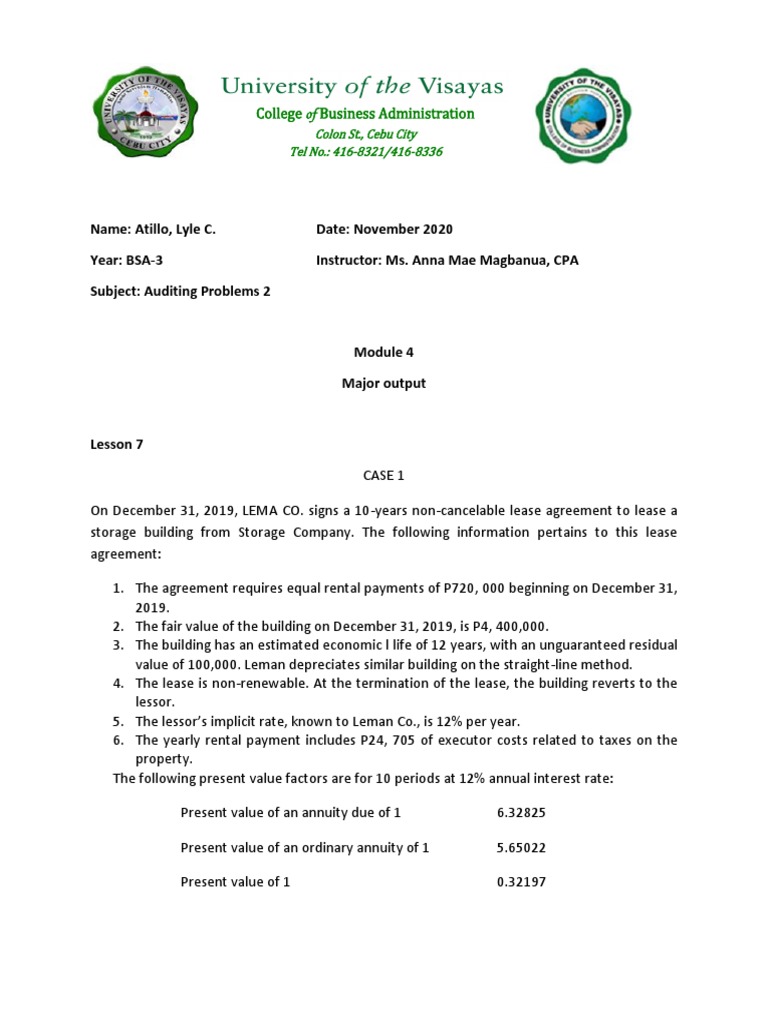 Leman Co. Lease Accounting Analysis | PDF | Lease | Present Value