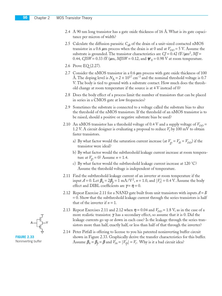 Chapter 2 MOS Transistor Theory PDF Mosfet Field Effect Transistor