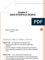 User Interface Design Chapter on System Classifications and Guidelines