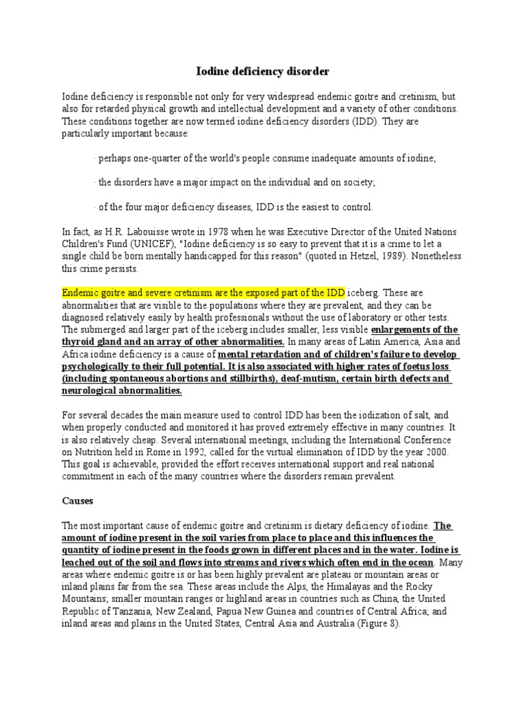 Iodine Deficiency PDF Thyroid Hypothyroidism