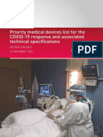 Priority Medical Devices List For The COVID-19 Response and Associated Technical Specifications