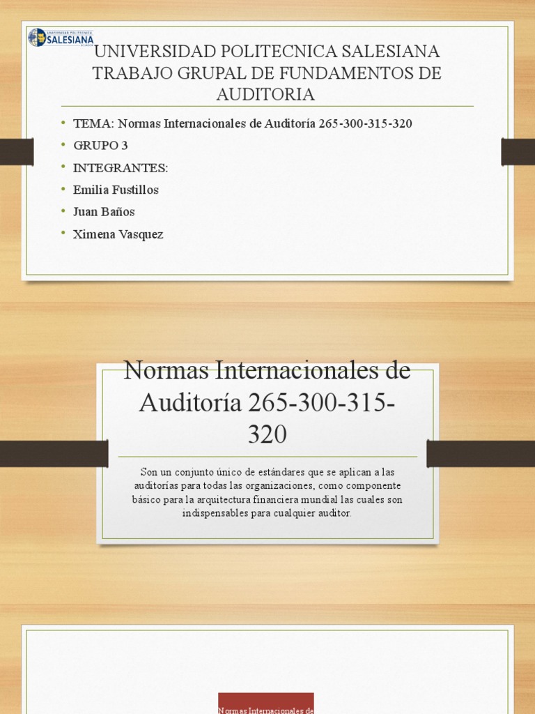 Normas Internacionales de Auditoría 265-320 | PDF | Auditoría | Contralor