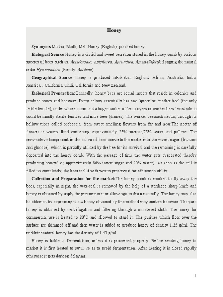 Honey PDF Honey Sucrose