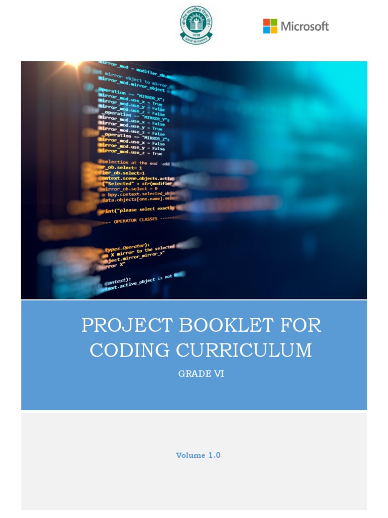 Project Booklet For Coding Curriculum: Grade Vi | Download Free PDF ...