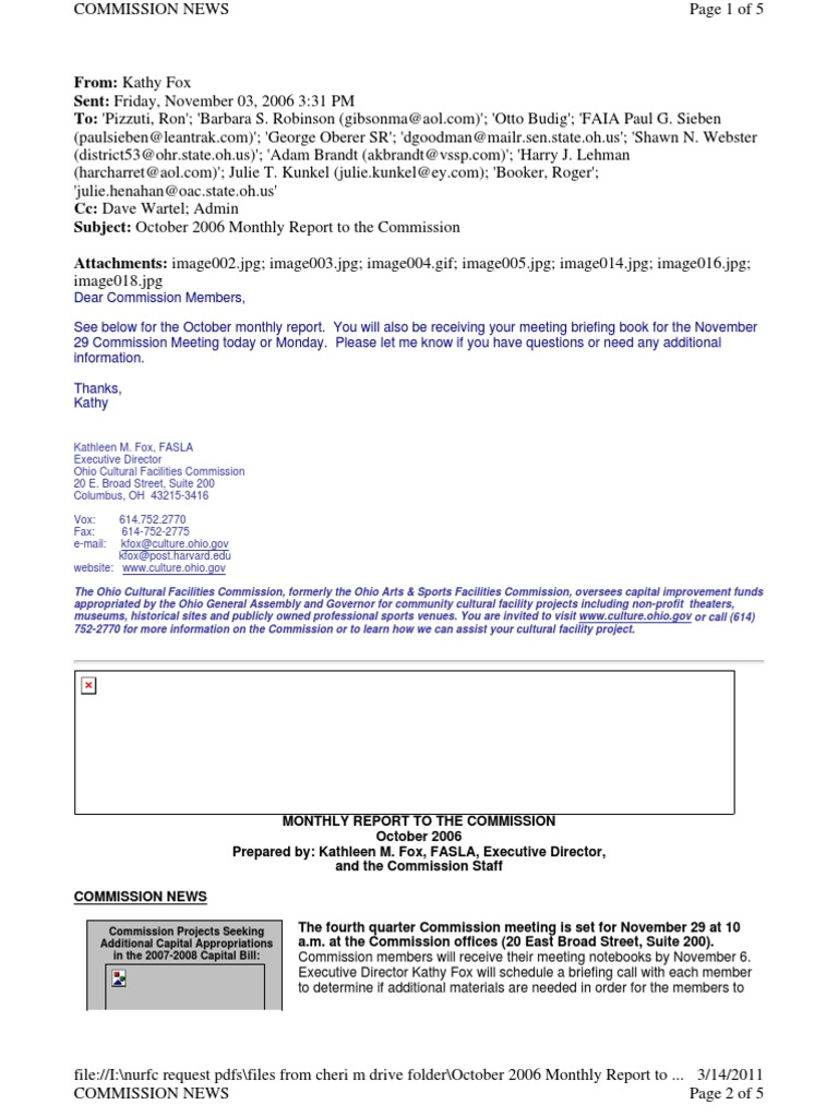 October 2006 Commission Monthly Report | PDF | Politics