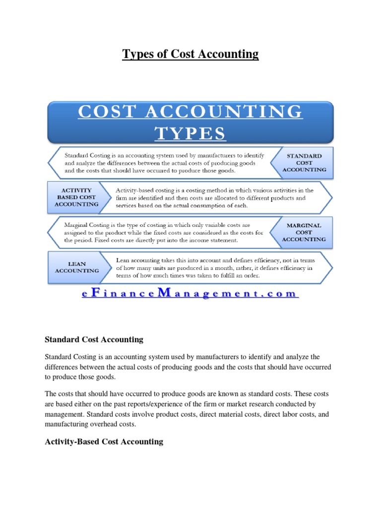 Types of Cost Accounting PDF Cost Accounting Inventory