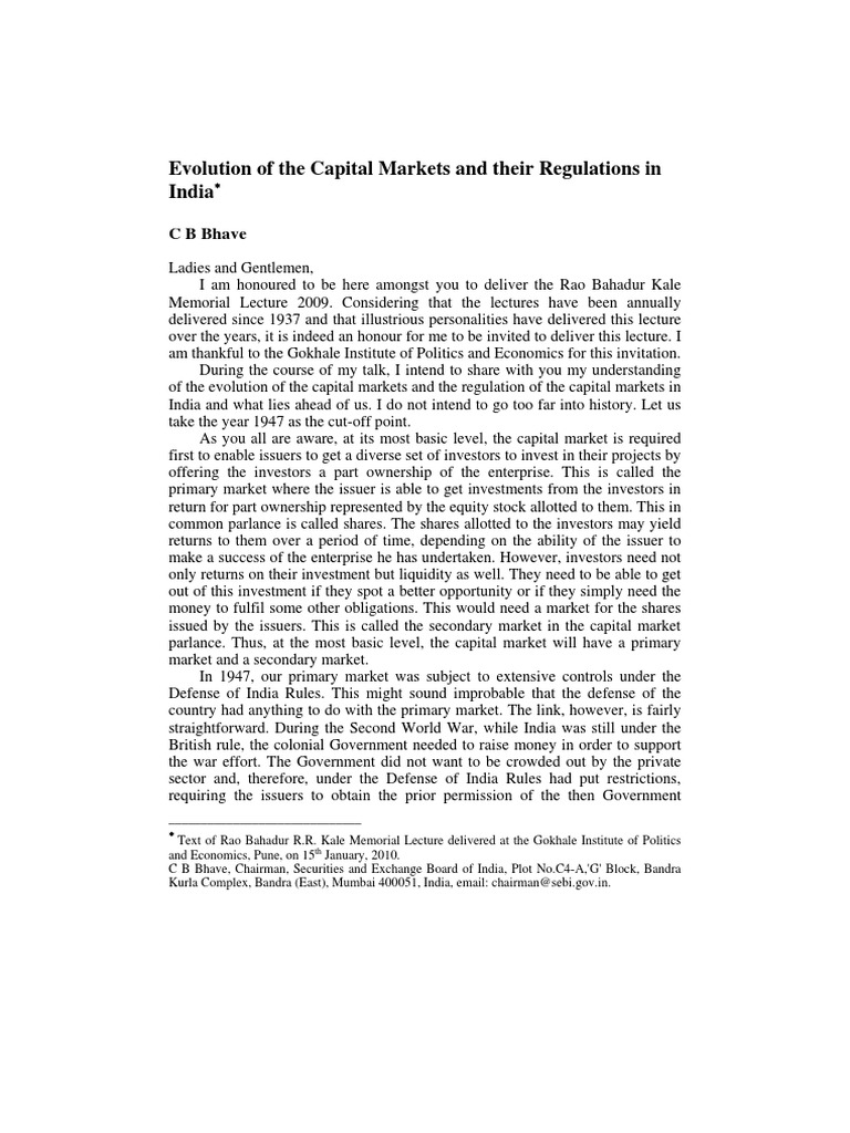 Evolution of Capital Market India | PDF | Futures Contract | Stocks