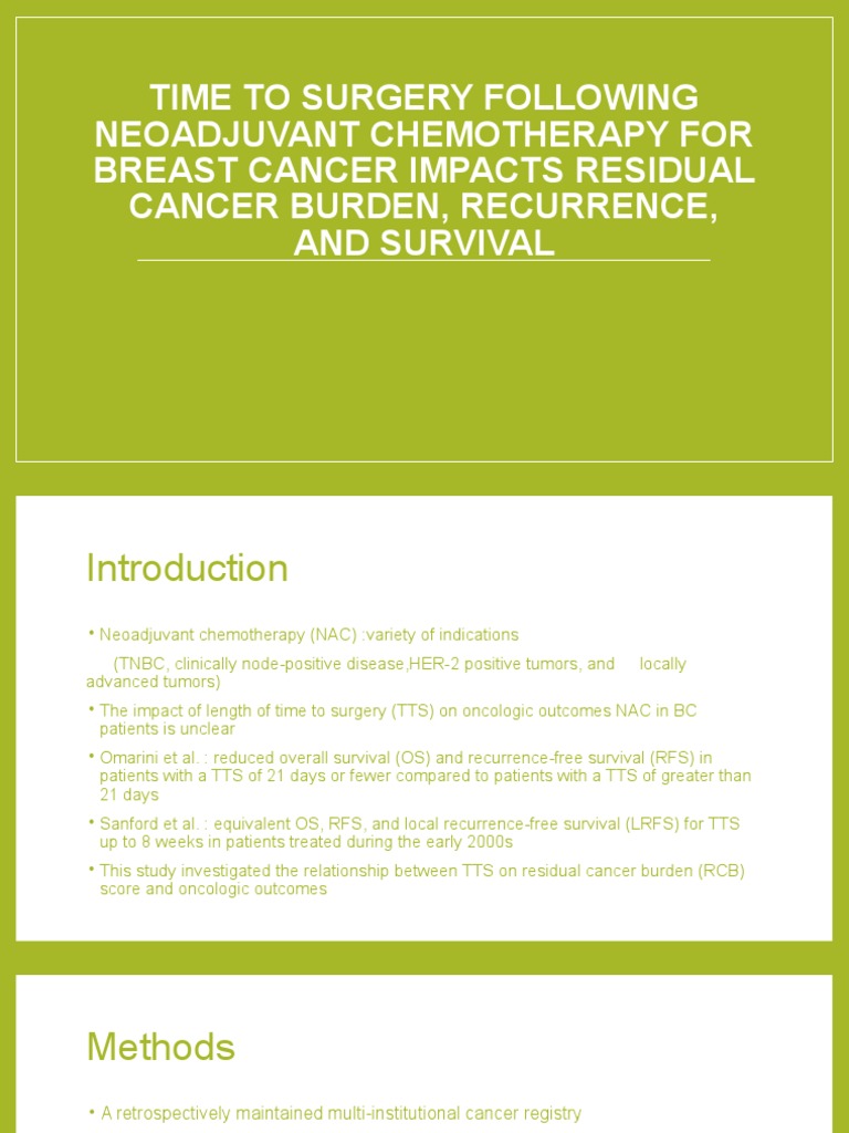 Time To Surgery Following Neoadjuvant Chemotherapy For Breast Cancer ...
