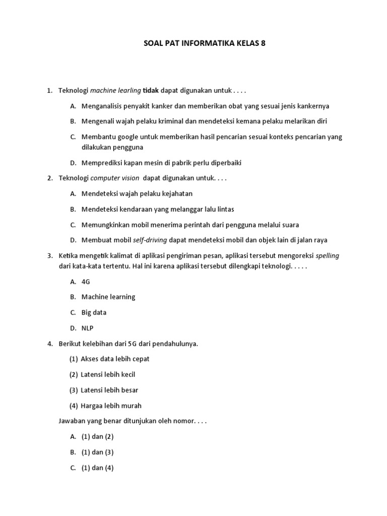 Soal Informatika Kls 8 PDF