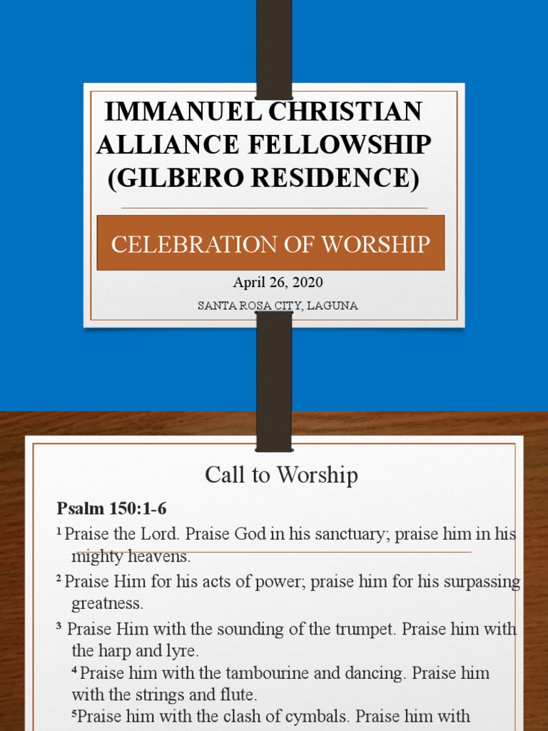 Worship Celebration at Immanuel Fellowship | PDF | Worship | Religious ...