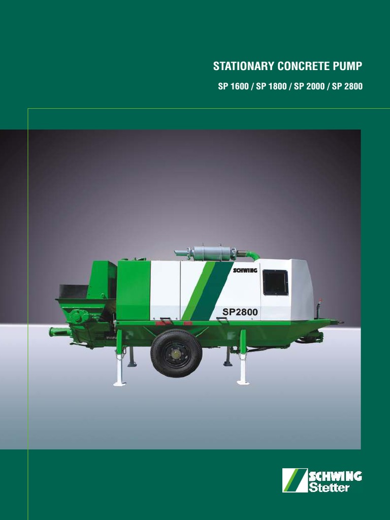 Stationary Concrete Pump: SP 1600 / SP 1800 / SP 2000 / SP 2800 | PDF ...