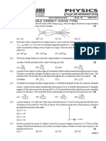 Class: CC (Advanced) Electrostatics M.M. 78 Test No. 1 (Single Correct Choice Type)