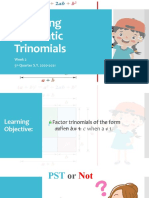 Factoring quadratic trinomials