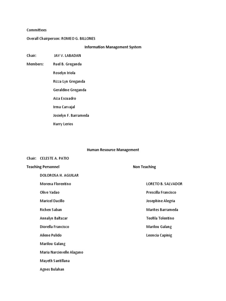 Committee Leadership Directory | PDF | Wellness
