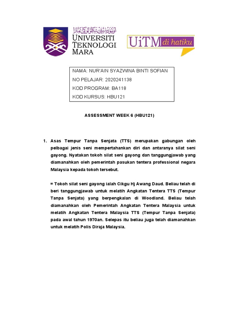 Assessment Week 6 Hbu121 Pdf