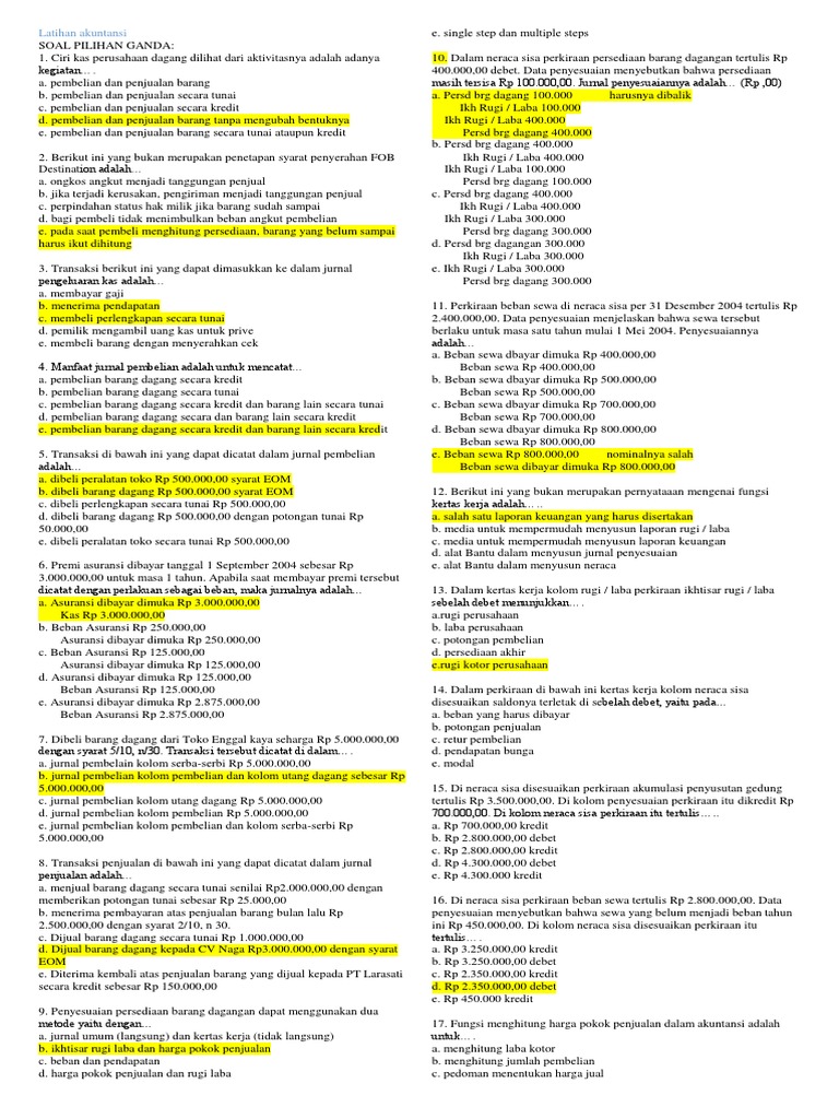 Latihan Akuntansi Pilgan Pdf