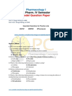 Pharmacology I Model Question Paper ANS & CNS Drugs