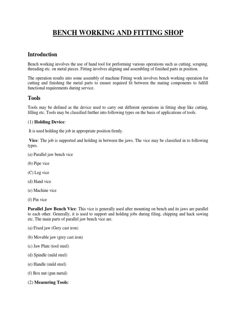 Bench Working and Fitting Shop (1) Holding Device PDF Blade