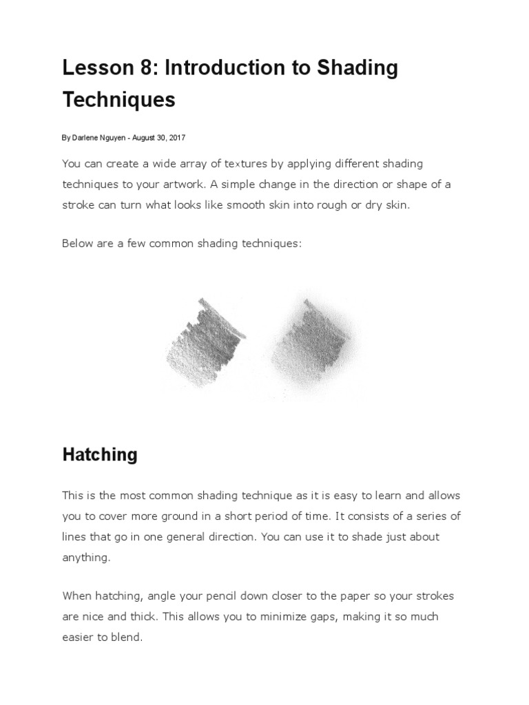 Grade 8 Shading Techniques Overview | PDF | Drawing
