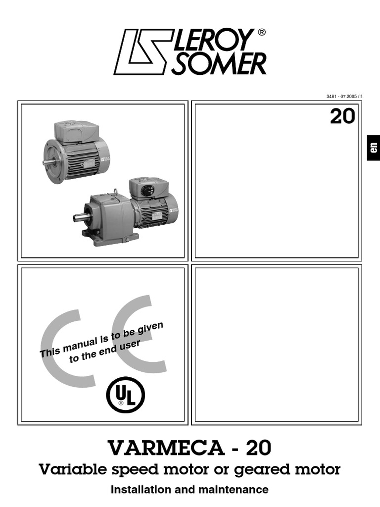 Variable Speed Motor or Geared Motor Installation and Maintenance