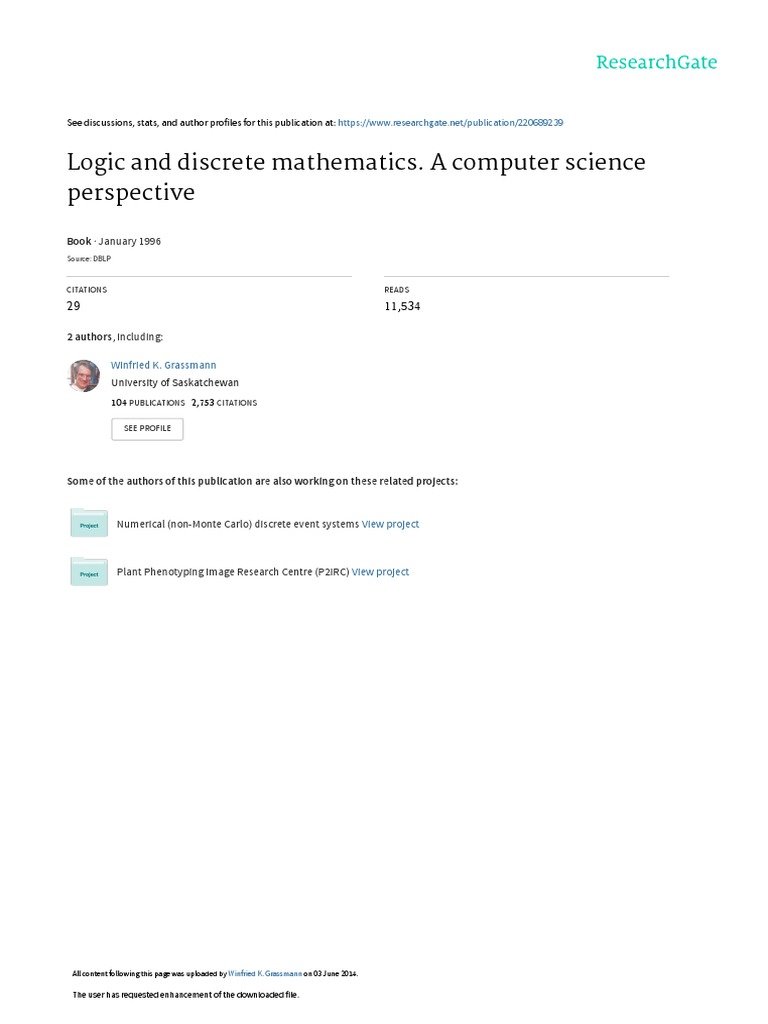 Logic and Discrete Mathematics A Computer Science - 1 | PDF ...
