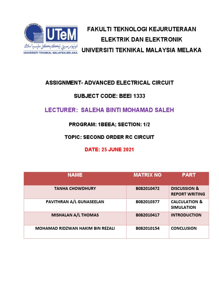 AEC Assignment | PDF | Electrical Network | Electronic Filter