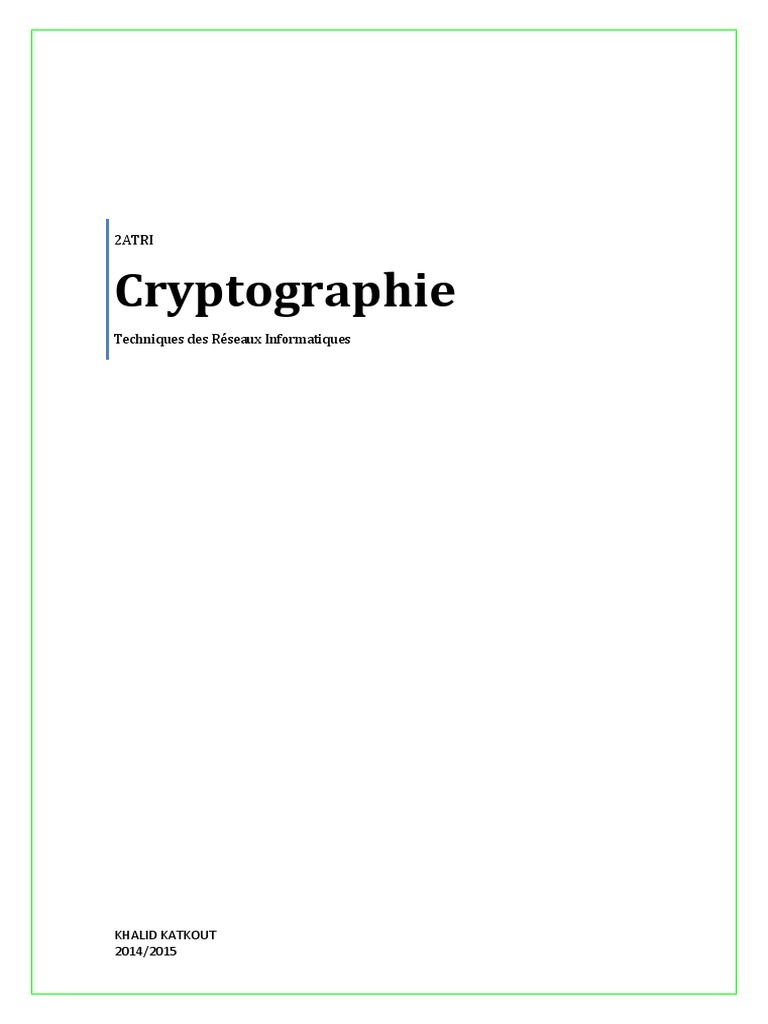 Techniques de Cryptographie et Sécurité | PDF | Cryptanalyse | Public ...