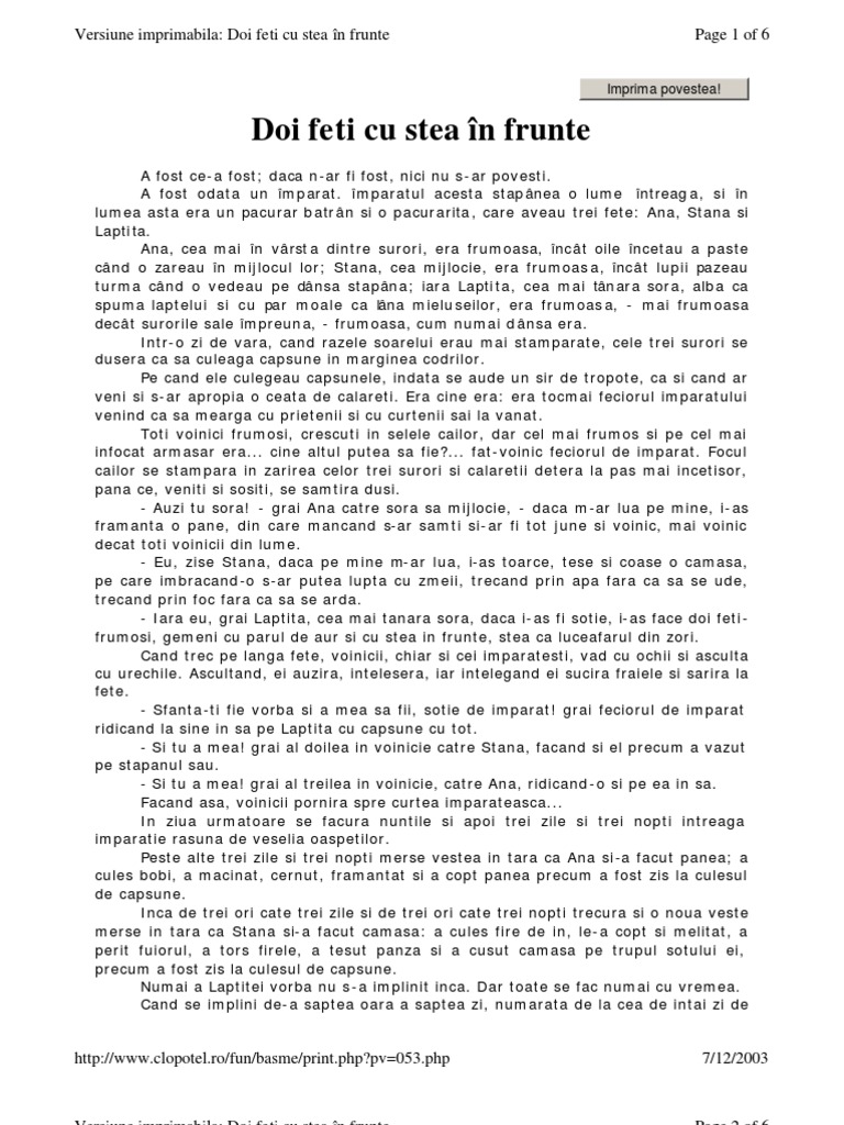 Doi Feti Cu Stea in Frunte | PDF