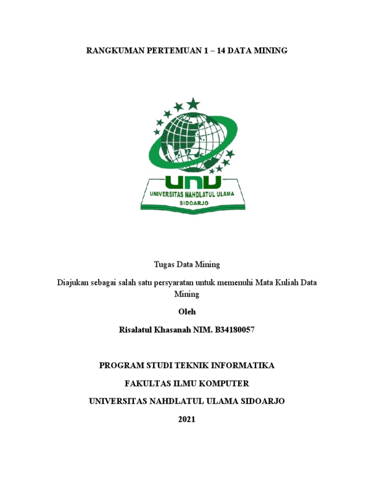 Rangkuman Pertemuan Data Mining 1-14 | PDF