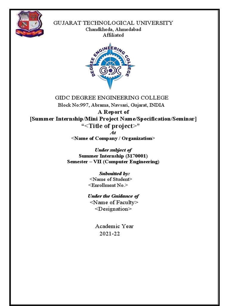 Summer Internship Report GTU 2021-22 | PDF | Art | Computers