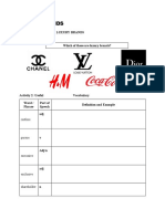 Unit 1: Brands: Reading 1: Building Luxury Brands Activity 1: Discussion Which of These Are Luxury Brands?