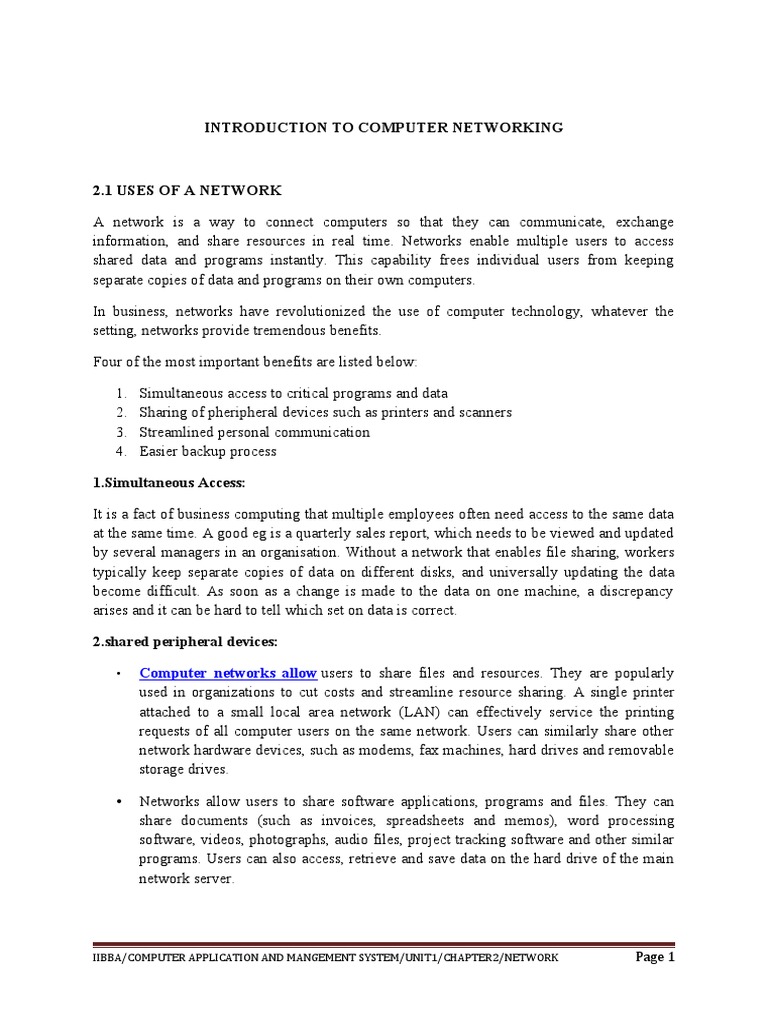 Unit1 Chapter 2 Introduction To Computer Networking Pdf Network