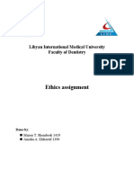 Ethics Assignment: Libyan International Medical University Faculty of Dentistry
