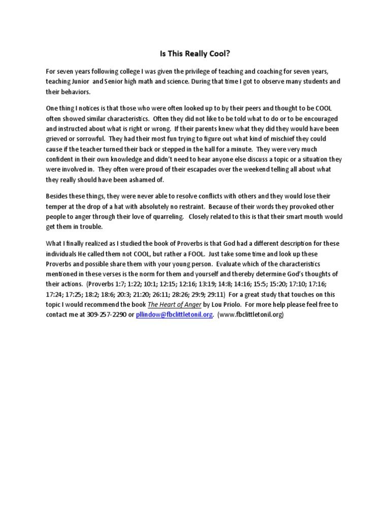Understanding Foolish Behavior in Teens | PDF | Wellness