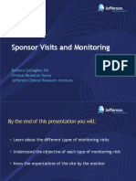 Sponsor Visits and Monitoring Objectives