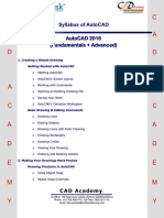 C A D C A D: Syllabus of Autocad Autocad 2016 (Fundamentals + Advanced)
