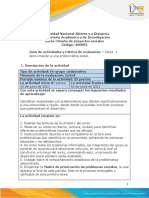 Guía de actividades y rúbrica de evaluación - Unidad 1 - Tarea 1 - Aproximación a una problemática social