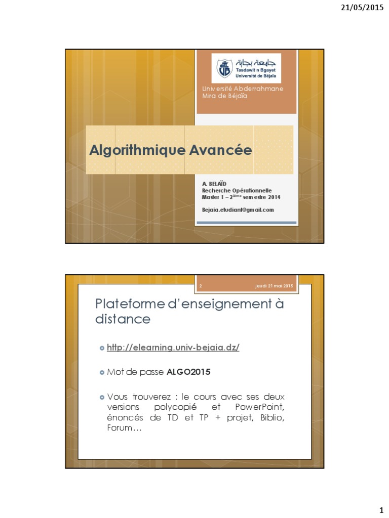 Cours d'Algorithmique Avancée | PDF | Logique mathématique ...