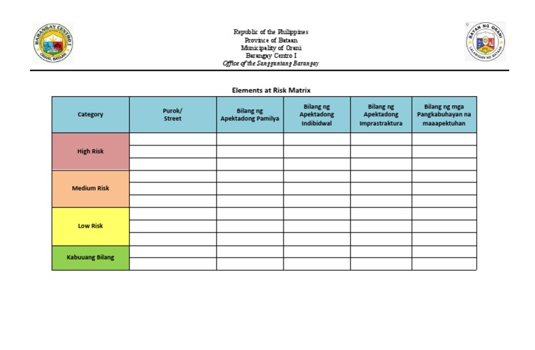 Elements at Risk Matrix | PDF