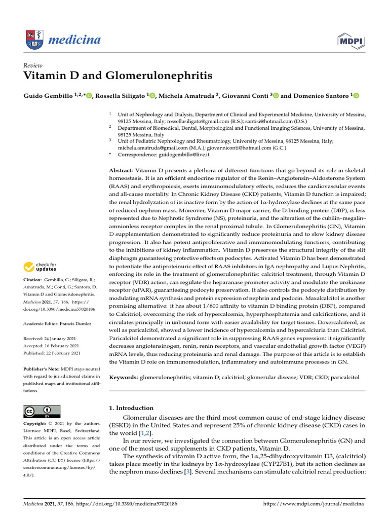 Vitamin D and Glomerulonephritis PDF Vitamin D Chronic Kidney Disease
