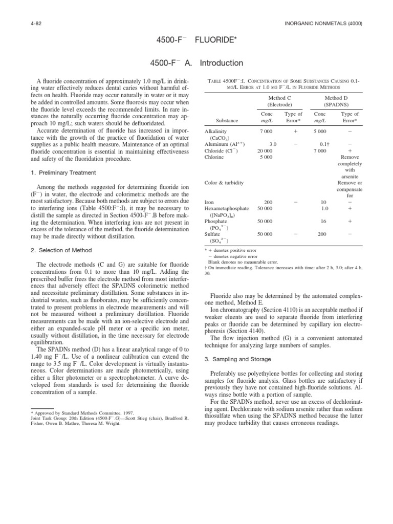 SPADNS Method for Fluoride Analysis | PDF | Ph | Fluoride