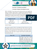 Learning Activity 1 / Actividad de Aprendizaje 1 Evidence: Describing My Kitchen / Evidencia: Describiendo Mi Cocina