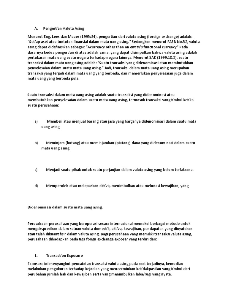 Valuta Asing: Definisi & Eksposur | PDF